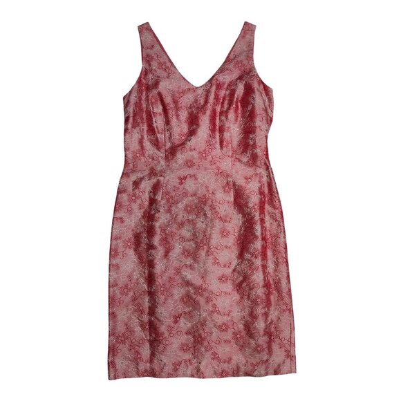 Donna Ricco Coral Floral 100% Silk Sleeveless Sheath Dress Size 8 - Picture 1 of 5